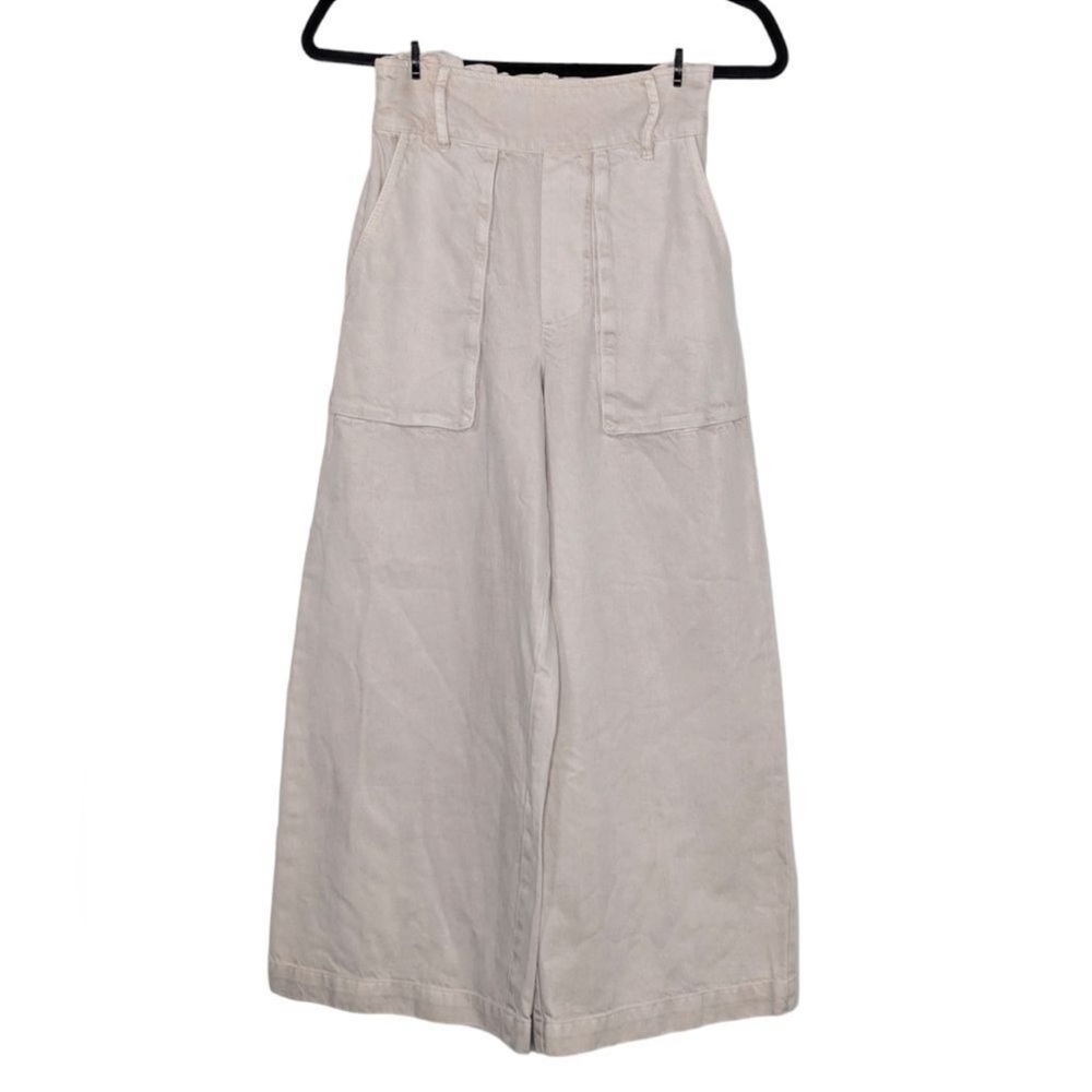 Young Fabulous & Broke YFB Saidie Wide Leg Patch Pocket Pants Cream XS - Picture 2 of 7
